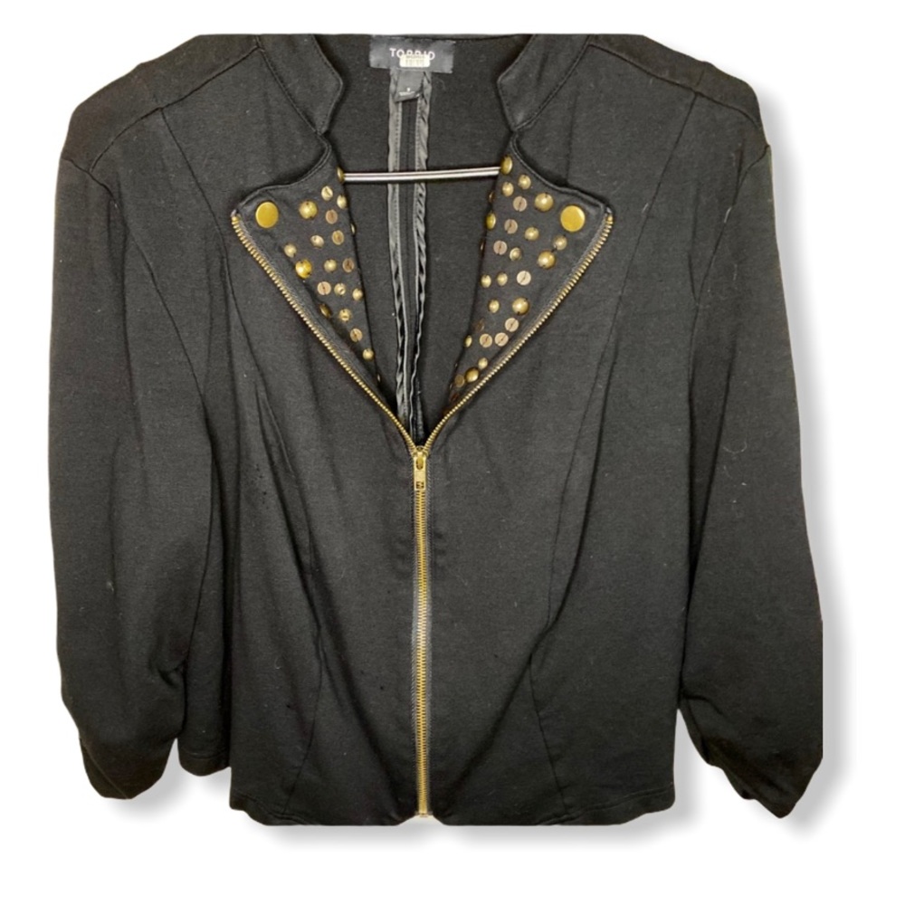 Torrid Studded Zip Front Jacket Blazer Black 1